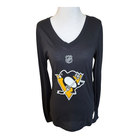 Adidas NHL Pittsburgh Penguins Long Sleeve V-Neck Ultimate Tee Small‎ - Picture 1 of 6